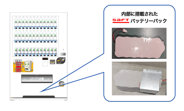 サンデン・リテールシステム株式会社の自動販売機に非常用電源としてSaFTのバッテリーパックが採用されました。
