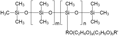 代表的なポリエーテル変性シリコーンの構造